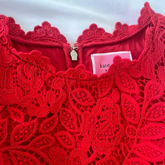 Kate Spade Red Floral Lace Cocktail Dress Size 0 - Picture 6 of 10